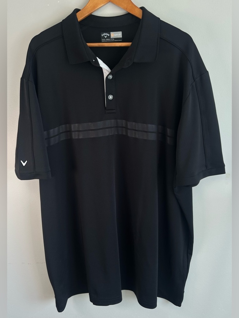 Callaway Opti Dri Men’s Polo Shirt Size XXXL Golf Black Stripes Polyester EUC